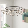 Đèn hera lá thủy tinh TH187A2 loại 63 bóng dạng vòng thân đen, lá thủy tinh khói, KT(mm): 1250 x 400