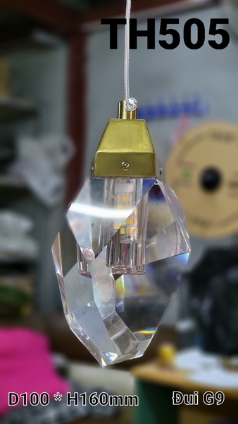 Đèn thả đơn TH505 pha lê cao cấp có mài cạnh, KT(mm): D100xH120.