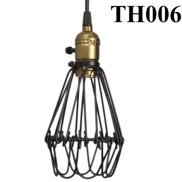 Đèn thả rọ sắt thân đen, đui E27x1(chưa bóng)_TH006 Kích thước: 100x190mm