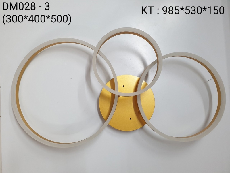 Đèn led mâm DM028 màu vàng , 3 chế độ ánh sáng và có điều khiển xa , KT(mm) : 300 + 400 + 500 . Không có viền sáng đế .
