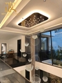 Đèn chùm pha lê thả thông minh 008PL, theo thiết kế, mâm inox gương vàng bo góc tròn, âm trần, mắt COB dimmer L40 có điều khiển xa, KT(mm): L2400 x W1200 x H2800