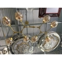 Đèn chùm Lindsey ngang thân vàng 8 chao thủy tinh hổ phách đui E27x8(chưa bóng)_TH155, KT(mm): L1570xW650xH360/460/660
