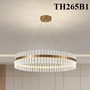 Đèn chùm Ring pha lê tam giác thân mạ đồng, tích hợp led dimmer 3 màu, mã TH265.1, KT (mm): D800