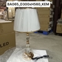 Đèn bàn BA065, thân pha lê + chao vải kem, KT(mm): D300 x H560
