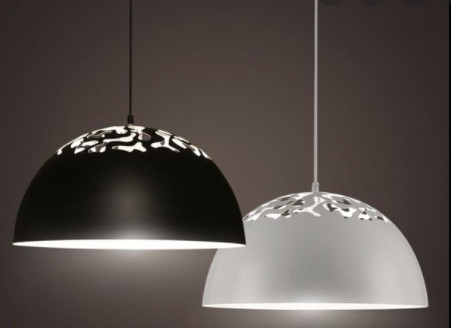 Thả đơn chao mũ cối hở đen lòng trắng, E27x01, mã TH079, KT (mm): D400 x H250