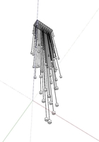 Bộ đèm chùm bocci TH177.1, gồm 100 quả thả tự do, mâm inox gương trắng 304 dày 1.2mm hình chữ nhật L1550 x W550mm, dây dài max 16m, KT(mm): L1550 x W550 x H16000