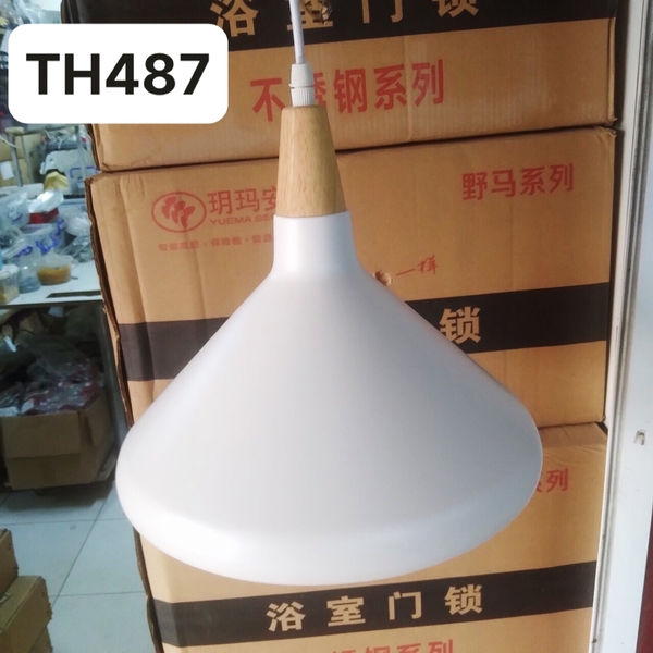 Thả đơn chao đui gỗ trắng, E27x01, mã TH487,2, KT (mm): D260x170