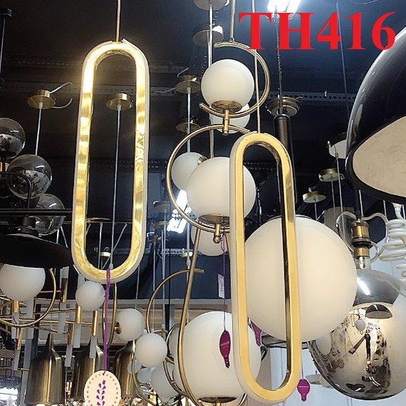 Đèn chùm thả tích hợp led TH416 gồm 2 bóng ovan, tích hợp led 3 chế độ ánh sáng có ĐKTX, KT(mm): 110 x 400