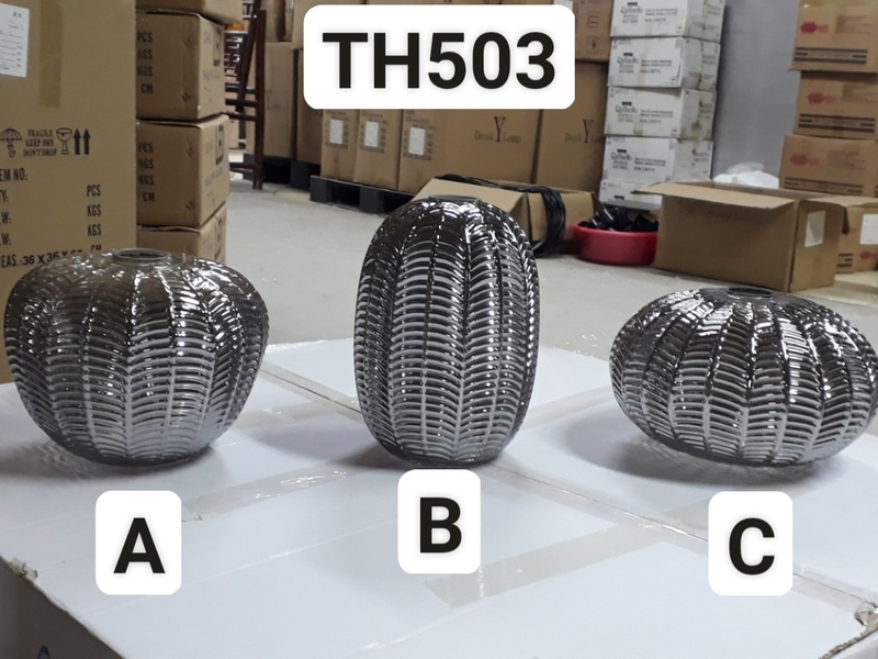 Đèn thả TH503 dáng B chao thủy tinh khói, đui đen, E27x01. KT(mm):