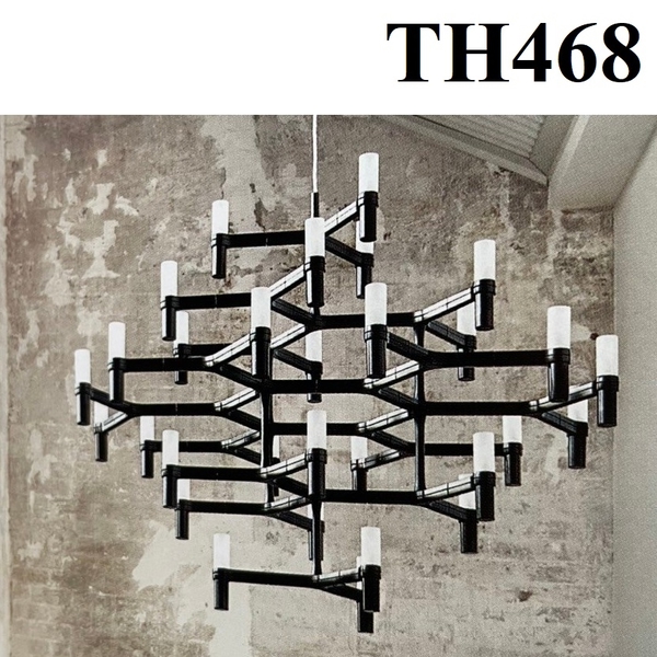 Đèn chùm thả TH468, thân đèn màu đen, 30 bóng đui G9, KT (mm): D1200*H900