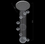 Bộ đèm chùm bocci TH177.1, gồm 60 quả thả tự do, mâm inox gương trắng D1000, , KT(mm): D1000 x H5000