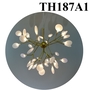 Đèn hera lá thủy tinh TH187A1 loại 36 bóng dạng cành thân mạ đồng, lá thủy tinh đục, KT(mm): 720 x 570
