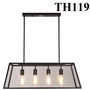 Đèn thả khung sắt thân đen chao thủy tinh trắng đui E27x4(chưa bóng)_TH119 Kích thước: 780x280x300mm