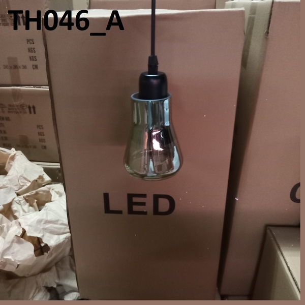 Đèn thả chao thủy tinh đen TH046_A, KT(mm): 80 x 100, E27 x 1