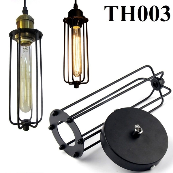 Đèn thả rọ sắt đen, đui E27x1(chưa bóng)_TH003