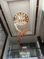 Đèn chùm pha lê thả thông minh PL045 lá lông chim dimmer 3 màu có điều khiển xa, Inox gương trắng tròn, 200 lá, 35 mắt COB, KT(mm): D1800xH3800
