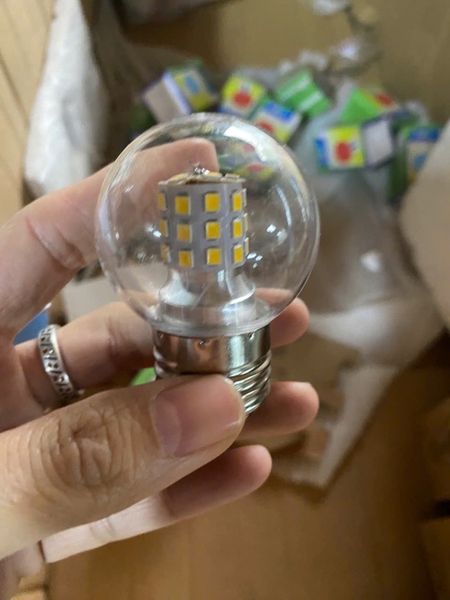 Bóng đèn G45 thủy tinh trong, led hạt, công suất 5W, ánh sáng vàng