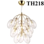 Đèn thả hợp kim vàng, chao thủy tinh trắng chùm nho TH218, G4 x 07, KT(mm): 380 x 550