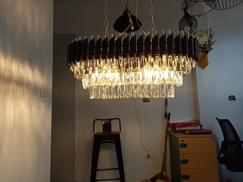 Đèn thả chùm hình chữ nhật thân mạ đồng đen đui E14x10(chưa bóng)_TH406 Kích thước: 750x300mm
