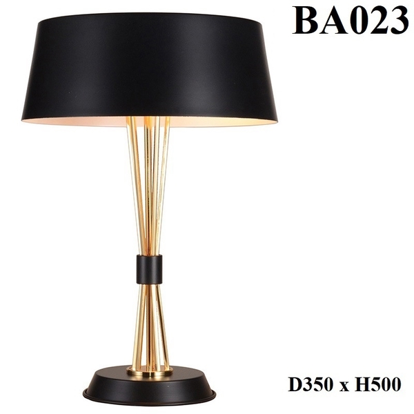 Đèn bàn thân đen mạ đồng BA023, E27 x 3, KT(mm):