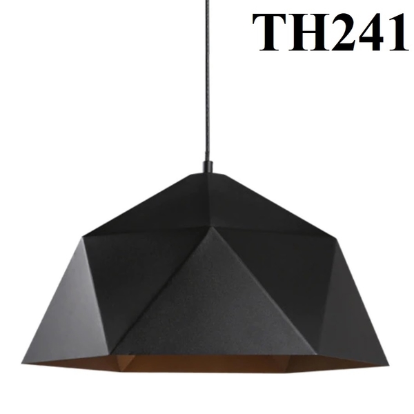 Thả đơn chao đa giác đen lòng vàng (thiếu bộ đế), E27x01, mã TH241, KT (mm): D250