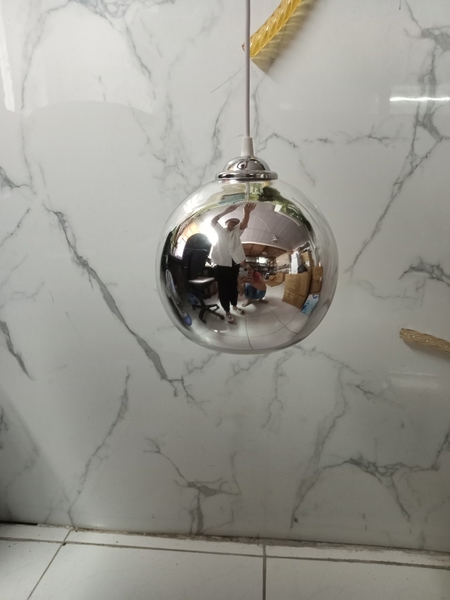 Đèn thả thủy tinh hở đáy màu bạc TH093, E27 x 1, KT(mm): 200