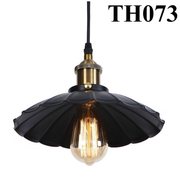 Thả đơn chao đĩa hoa đen, chụp nhôm mạ đồng, E27x01, mã TH073, KT (mm): D250