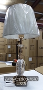 Đèn bàn BA064, thân pha lê + chao vải kem, KT(mm): D300 x H570. Mã thùng D9