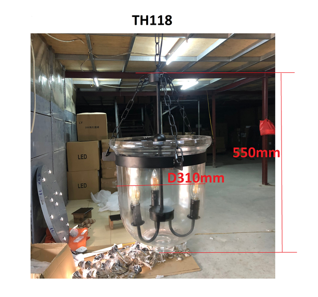 Đèn thả chao thủy tinh TH118, 3 bóng E14 x 03, KT(mm): D310 x H550