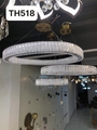 Đèn chùm Ring pha lê tam giác nhám 50% thân mạ crôm (trắng gương),  tích hợp led dimmer 3 màu, mã TH518.1, KT (mm): D600, bản 60x75