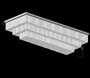 Đèn chùm pha lê thả thông minh 024PL3, COB D40 dimmer 3 màu có điều khiển xa, mâm inox gương vàng hình chữ nhật , KT(mm): L2350*W1000*H550