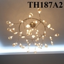 Đèn hera lá thủy tinh TH187A2 loại 45 bóng dạng vòng thân mạ đồng, lá thủy tinh đục, KT(mm): 1050 x 400