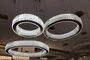 Đèn chùm Ring pha lê tam giác nhám 50% thân mạ đồng (vàng gương) tích hợp led dimmer 3 màu, mã TH518.1, KT (mm): D800, bản 60x75