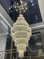 Đèn chùm 9 vòng pha lê 516THB : 2 vòng D200 + 2 vòng D400 + 2 vòng D600 + 2 vòng D800 + 2 vòng D1000, mâm tròn inox gương trắng 8K , 8 đèn dimmer COB D40 3 màu có điều khiển xa, KT (mm): D1000