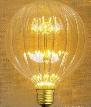 Bóng đèn G125 led hoa, thủy tinh trắng có vân sọc, đui E27, ánh sáng vàng