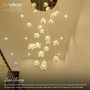 Bộ đèn thả 540TH,Mâm elip inox gương trắng, 60 quả thả tự do tích hợp LED KT(mm): L1200 × W600 × H8000