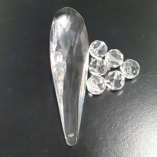 Đèn thông tầng pha lê giọt nước cao cấp 115PL,  mâm inox gương vàng, KT(mm): D1500 x H680
