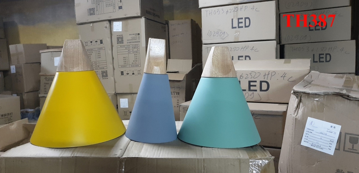 Thả đơn chao đui gỗ vàng, E27x01, mã TH387 A, KT (mm): D240x270