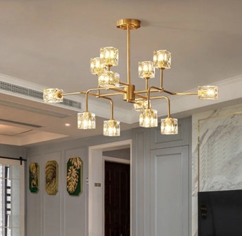 Đèn thả pha lê thân vàng TH412 , G9 x 12