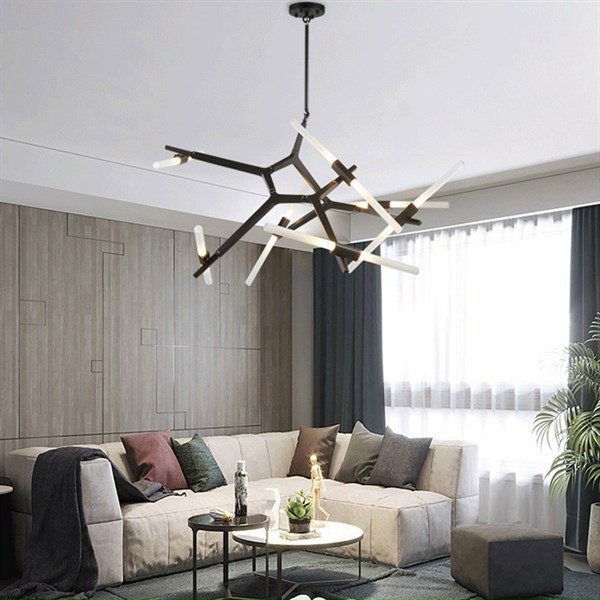 Đèn thả sắt Agnet đen chao thủy tinh trắng đục 14 bóng TH156, G9 x 14