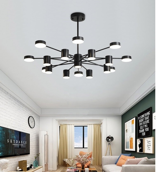 Đèn thả TH275  8+8+1 led, màu đen, tích hợp led