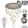 Đèn chùm pha lê thả thông minh PL030 gồm 109 lá phong, mâm tròn inox gương trắng, 28 mắt COB dimmer có điều khiển xa, KT(mm): D1500*H4000
