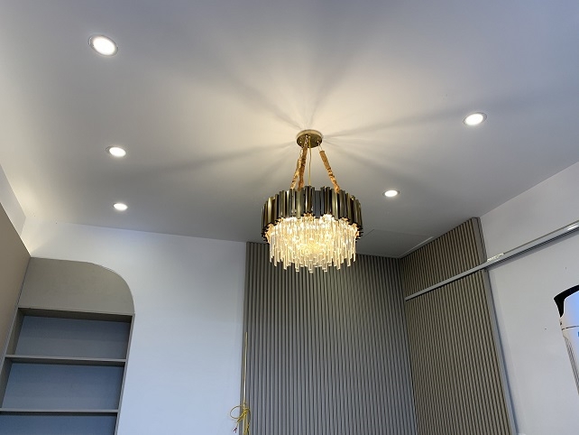 Đèn thả hiện đại Ansion hình tròn TH266, E14 x 10, KT(mm): L800 (Có  260 thanh pha lê 3 kích cỡ)