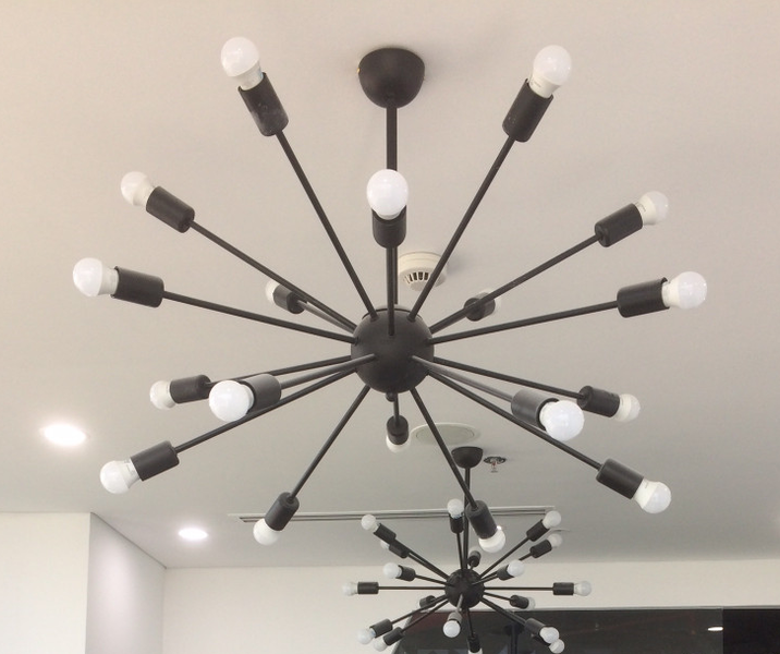 Đèn thả pháo hoa sắt đen TH136, E27 x 18, KT(mm): 650 x 700