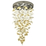 Đèn chùm pha lê thả thông minh PL030_50 lá phong, Inox gương hình tròn trắng, 10 mắt COB, KT(mm): D600xH1500