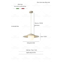 Thả chao sắt 555TH chao trắng chụp trắng đui E14 KT(mm): D400 x H130