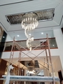 Bộ đèn chùm TH529, 80 ống chạy xoắn ốc elip, mâm inox gương trắng nổi sần hình chữ nhật, KT (mm): 1100x800x3000