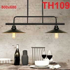 Đèn thả khung 2 bóng thân đen chao đen đui E27x2(chưa bóng)_TH109 Kích thước: 800x600mm