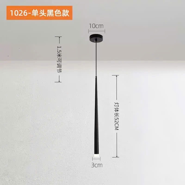 Đèn thả tích hợp led thân đen KT(mm): D30 x H520
