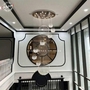Đèn chùm pha lê thả thông minh 008PL, mâm inox gương trắng tròn, pha lê Asfour cầu xoắn ốc, đèn dimmer 3 màu D55 cao cấp điều khiển xa, KT(mm): D900 x H3500